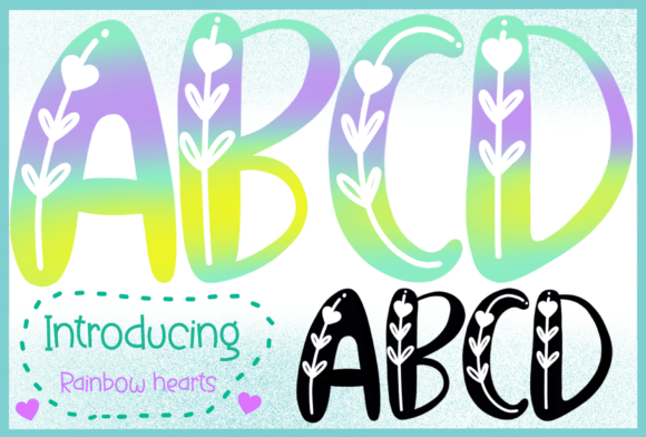 Rainbow Hearts Font for Handmade Crafts and Printables